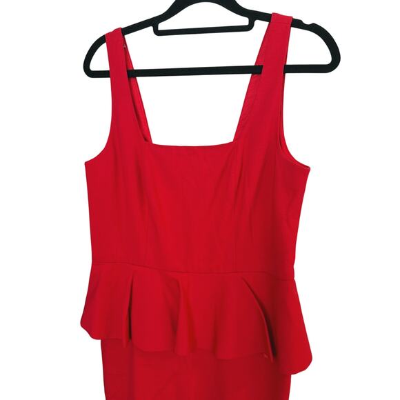 Carmen Marc Valvo Red Peplum Sheath Dress Small - Picture 4 of 8